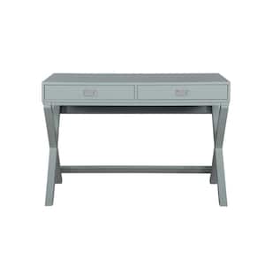 Sara Grey Writing Desk with Two Drawers and X Style Legs