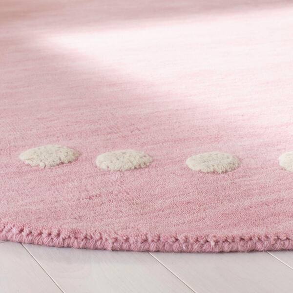 SAFAVIEH Kids Pink 5 ft. x 5 ft. Round Polka Dot Area Rug SFK802U