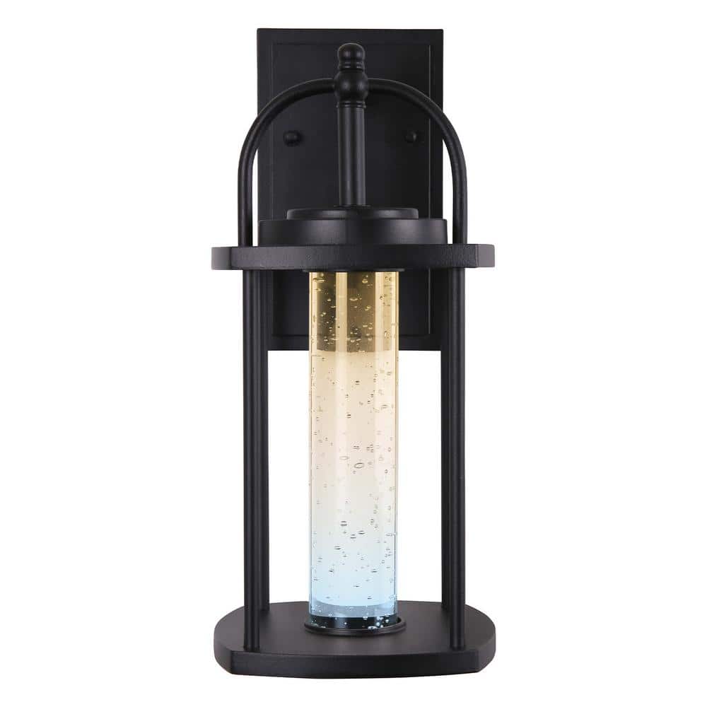 Black Aluminum LED Wall Sconce with Clear Glass Cylinder