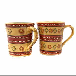 10 oz. Red Mexican Pottery Ceramic Flared Coffee Mugs Mas