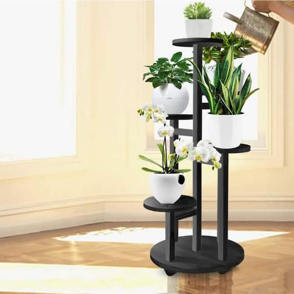 5-Tier Black Wood Plant Stand(13 in. H W x 34 in. H) L09VZWZ572