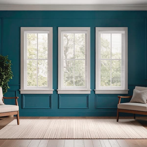 Designer 2 in. Ultra Blackout Faux Wood Blinds for Windows