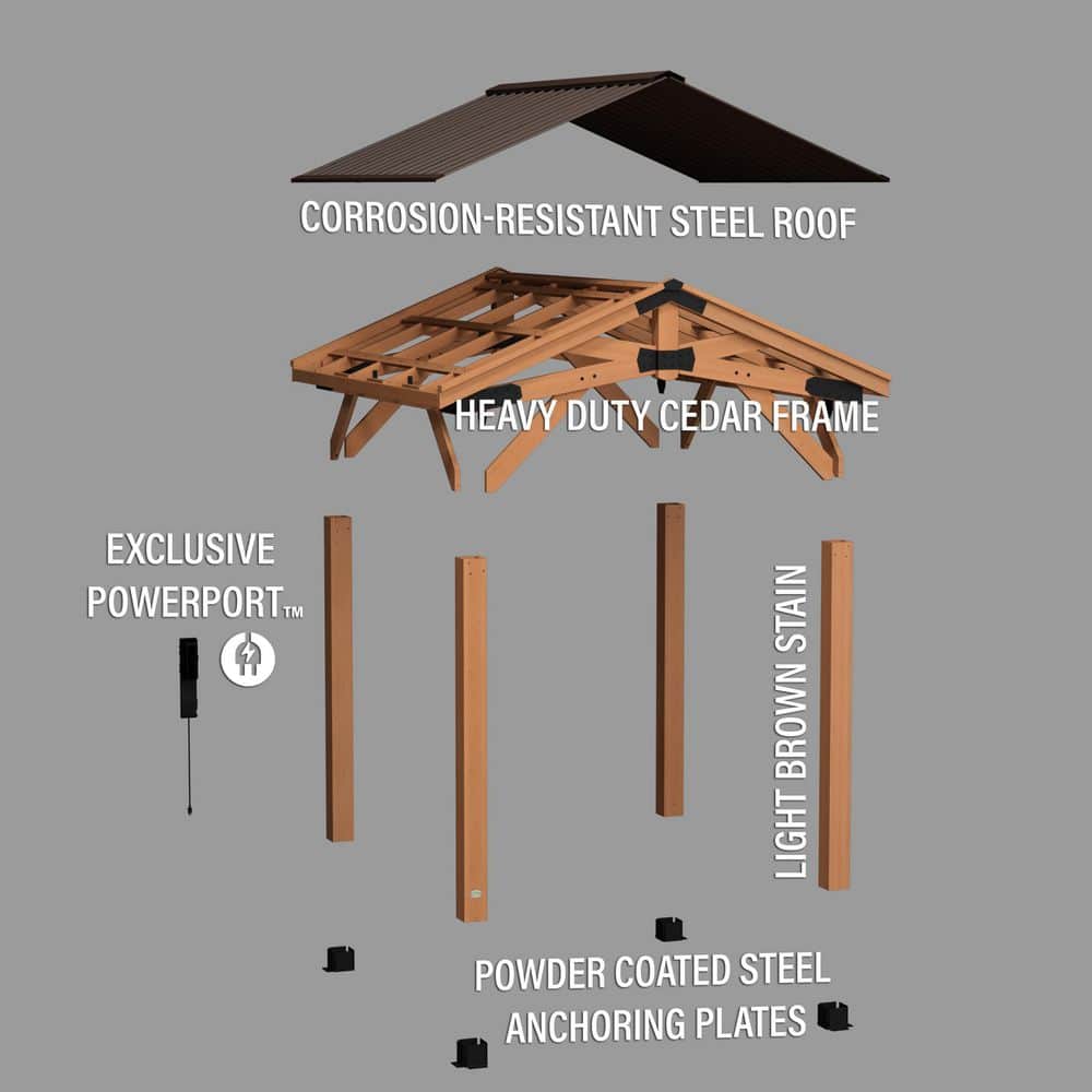 Norwood Cedar and Steel 10x10 Outdoor Gazebo