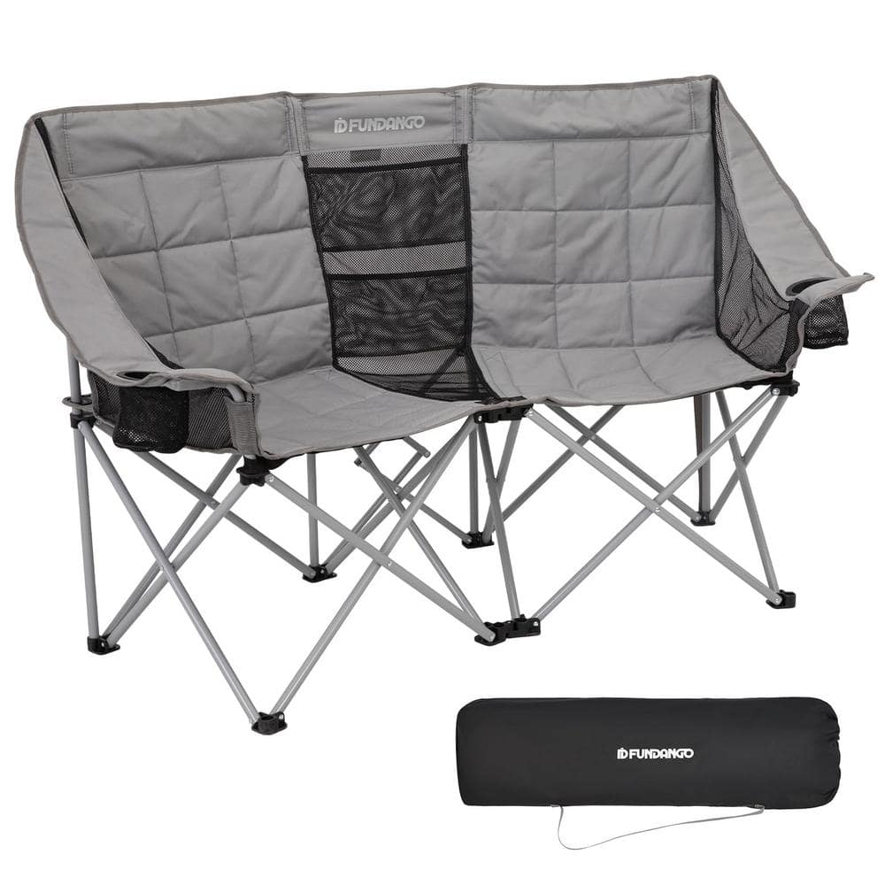 Oversized Foldable Double Sofa Camping Chair with Cup Holder, Gray price history on PriceWatchPro