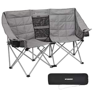 Oversized Foldable Double Sofa Camping Chair with Cup Holder, Gray