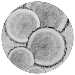 Chantille ACN575 Gray 8 ft. x 8 ft. Round Machine Washable Indoor/Outdoor Geometric Area Rug