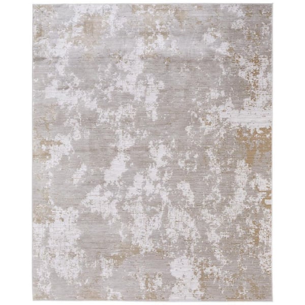 HomeRoots Gray, Brown, Ivory 5 ft. x 8 ft. Abstract Area Rug