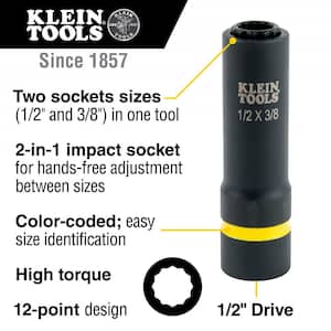 2-in-1 Impact Socket, 12-Point, 1/2 and 3/8-Inch