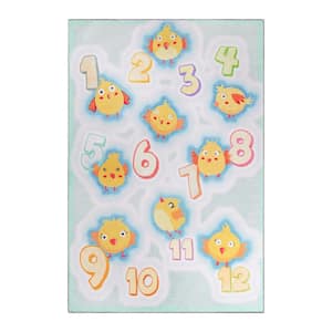 Playtime Aquamarine 5 ft. 7 in. x 8 ft. 9 in. Numbers Kids Non-Slip Area Rug