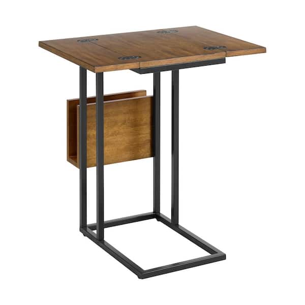 Martin Svensson Home Wrexham 24-Inch Amber Brown Wood Flip Top C Shaped End Table