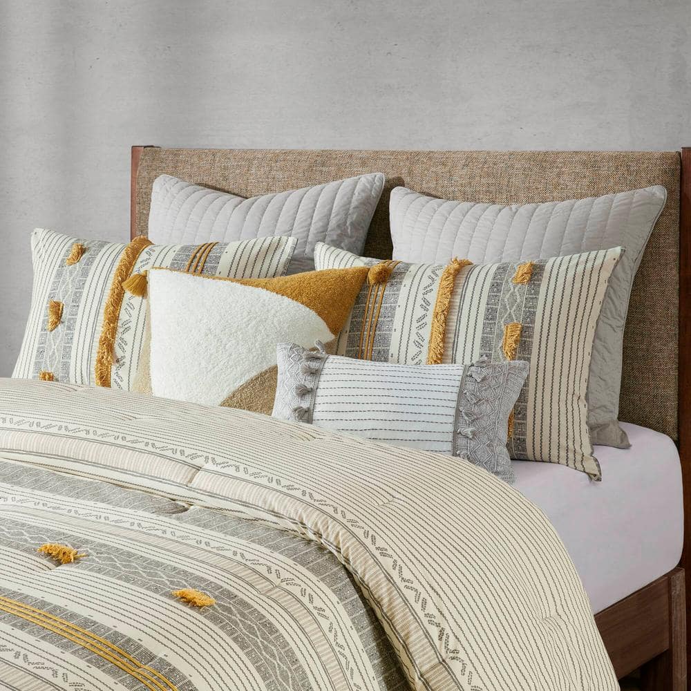 King Gray and Yellow Cotton Down Alternative Comforter Set