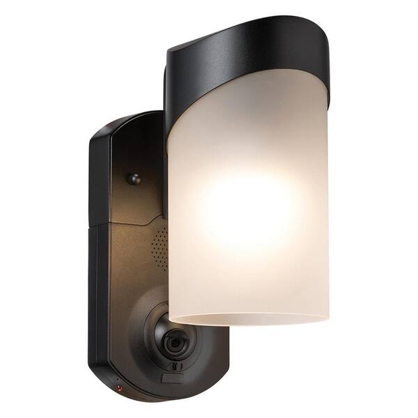 Maximus Contemporary Smart Security Textured Black Metal and Glass Outdoor Wall Lantern