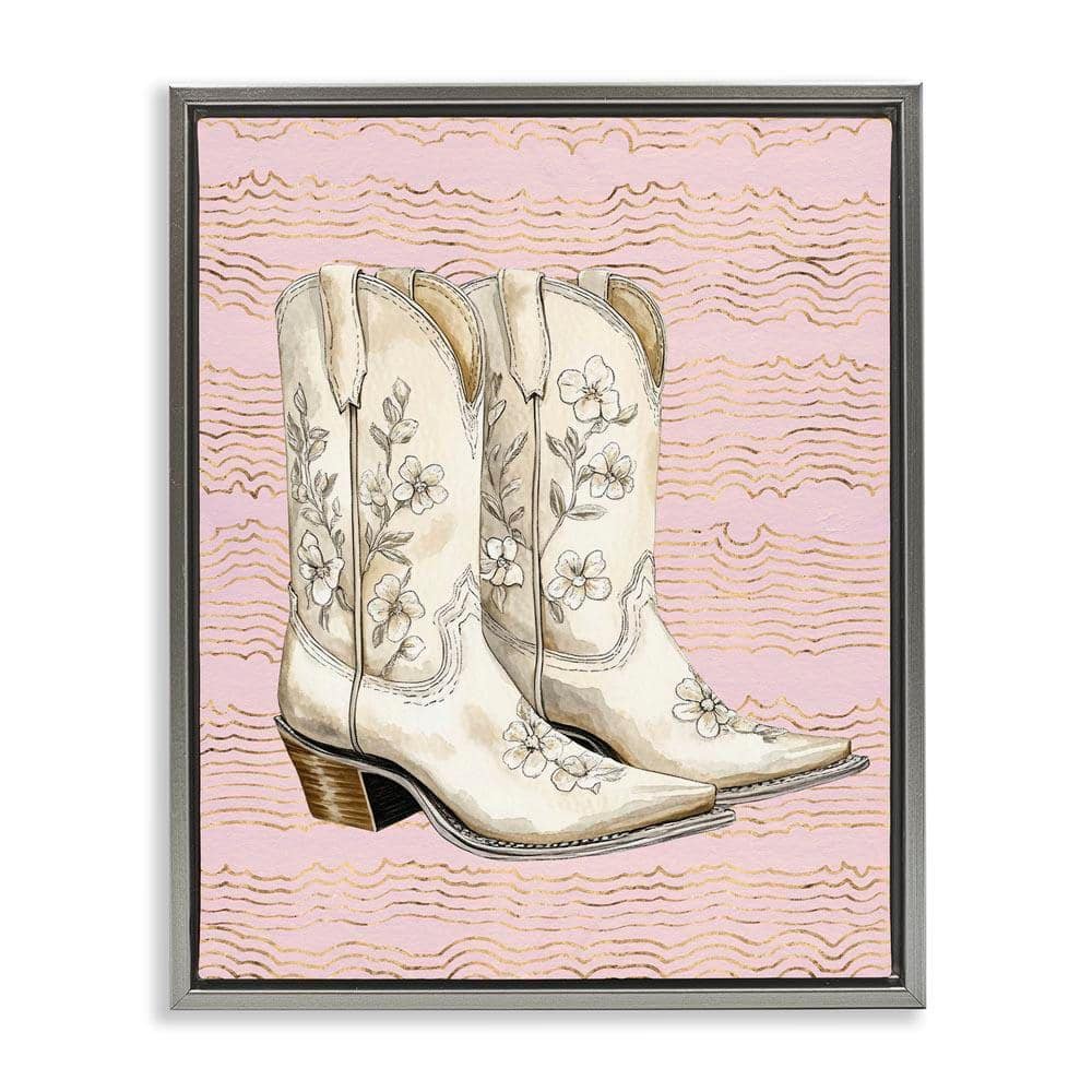 Stupell Industries Cowgirl Boots in White by Lettered and Lined Gray ...