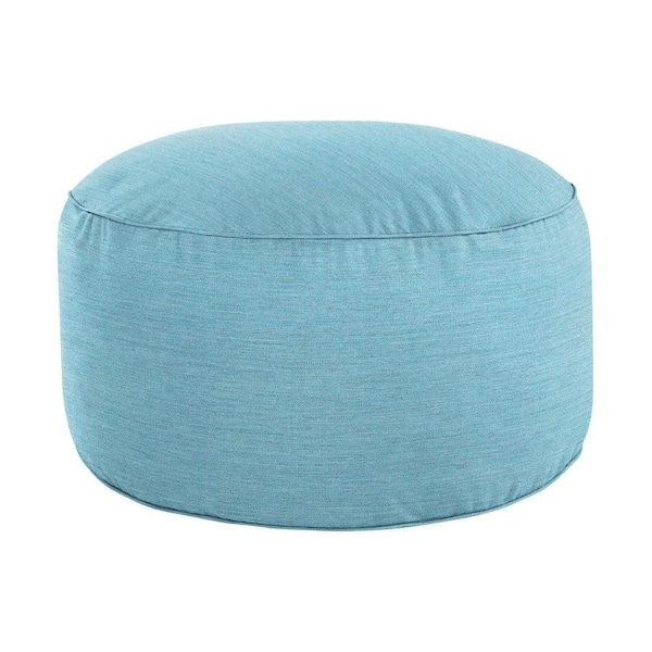 30 in. x 30 in. x 15 in. Sunbrella Cast Horizon Blue Round Outdoor Bean Pouf