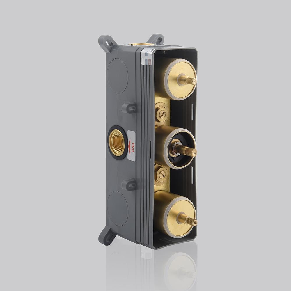 Brushed Gold Dual Square Wall Mounted Shower System with Body Jets