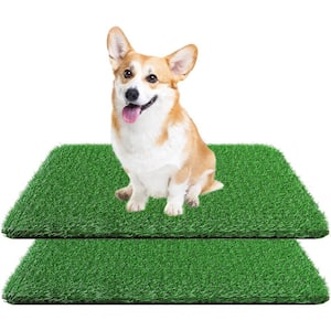 18 x 28 in. Fake Grass Turf for Dogs, Artificial Grass Pee Pad for Puppy Potty Training Drainage Hole, (2-Pack)