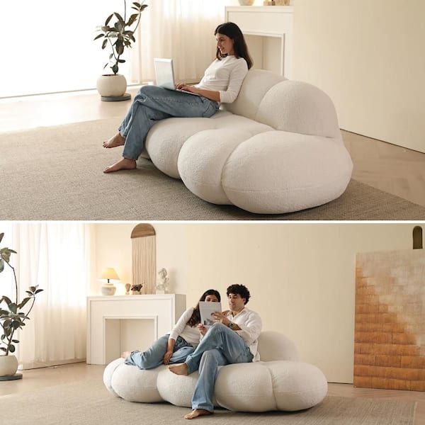 Magic Home 90 Armless Plush Fabric Memory Foam Modern Curved