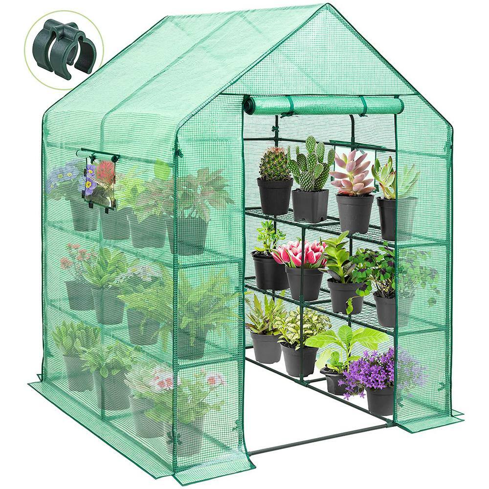 LAUREL CANYON 57 in. W x 56.5 in. D x 76 in. H Indoor/Outdoor Walkin  Greenhouse with Windows, 9-Shelves and Roll Up Front Panel HD-WK2GH The  Home Depot
