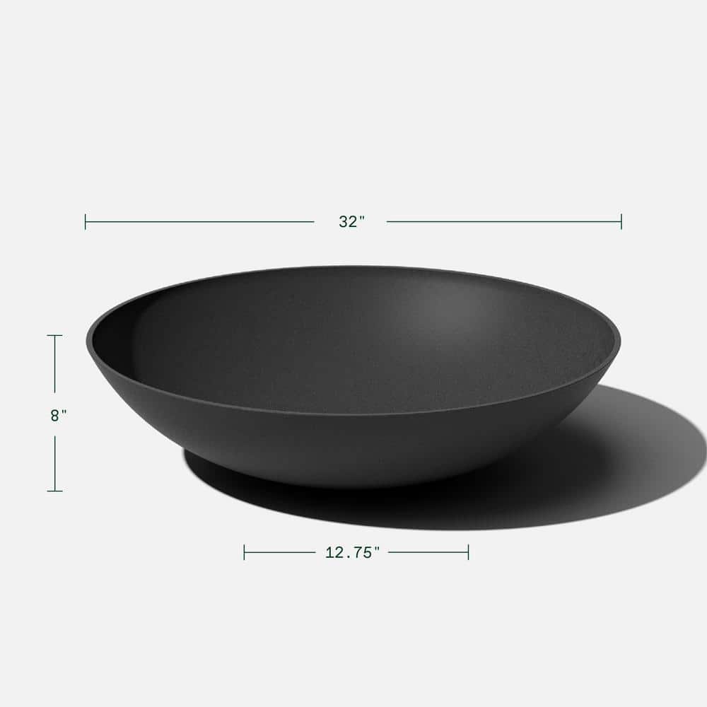 Lane Black 32" Plastic-Stone Round Planter Set