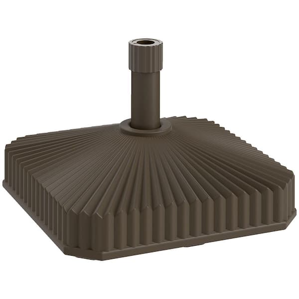 Outsunny 33lb. HDPE Square Patio Umbrella Base Holder, Heavy Duty Outdoor Umbrella Stand Base in Brown