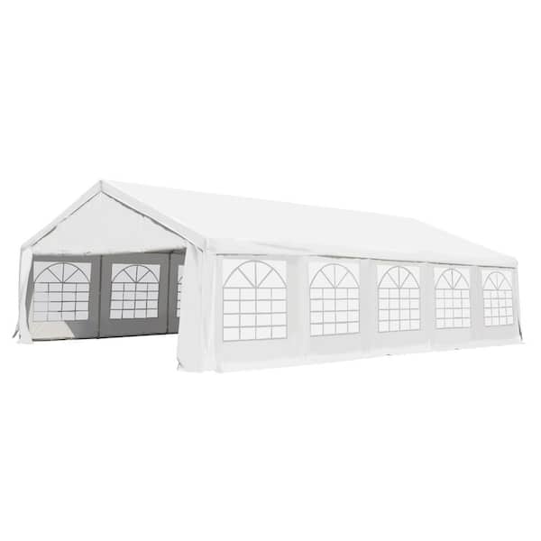 Outsunny 32 ft. x 20 ft. Large Outdoor Canopy Party Tent with Removable Protective Sidewalls and Versatile Uses, White