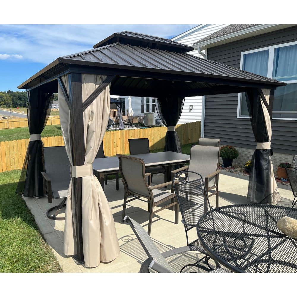 その他 pontaluv PURPLE LEAF 10 ft. x 12 ft. Bronze Aluminum Outdoor Hardtop Gazebo