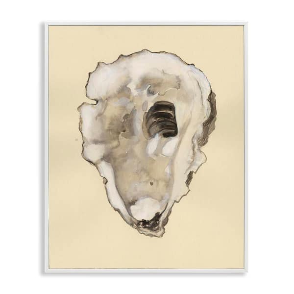 Stupell Industries Beige Oyster Shape by Michael Willett White Framed Coastal Giclee Art Print 20 in. x 16 in.