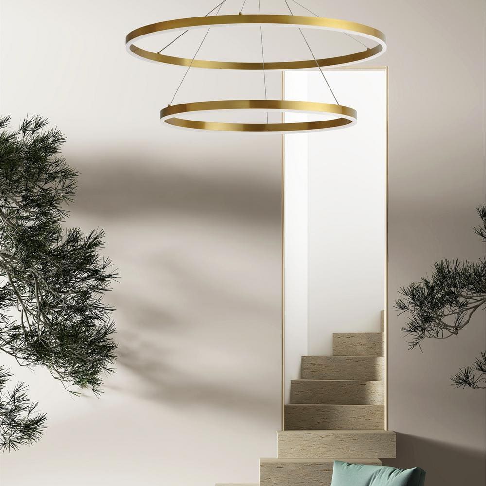 Modern Circulo 32" Silver and Black LED Chandelier with Acrylic Diffuser