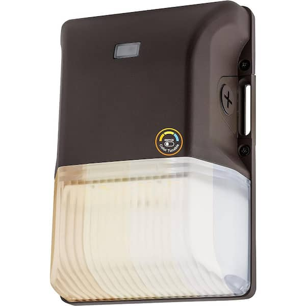 60-Watt Equivalent Integrated LED Bronze Dusk to Dawn Mini Wall Pack Light, Selectable CCT 3000K 4000K 5000K