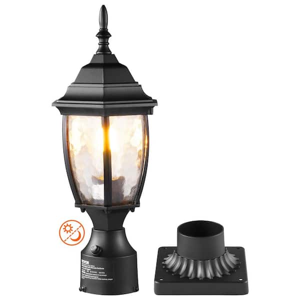 Dusk to Dawn Outdoor Lamp Post Light Fixture 17.32 in. Pole or Pier Mount (Black)