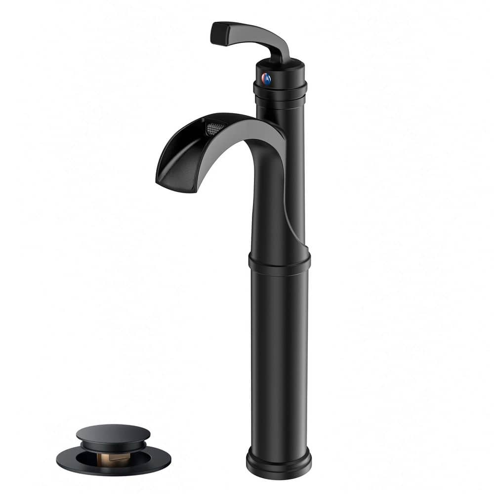 Waterfall Single Hole Single Handle Bathroom Faucet Pop Up Drain in Matte Black（without Deckplate） price history on PriceWatchPro