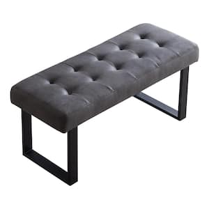 Modern Dark Grey Dining Bench Backless with Metal Legs 43.3 in.(Dark Grey)