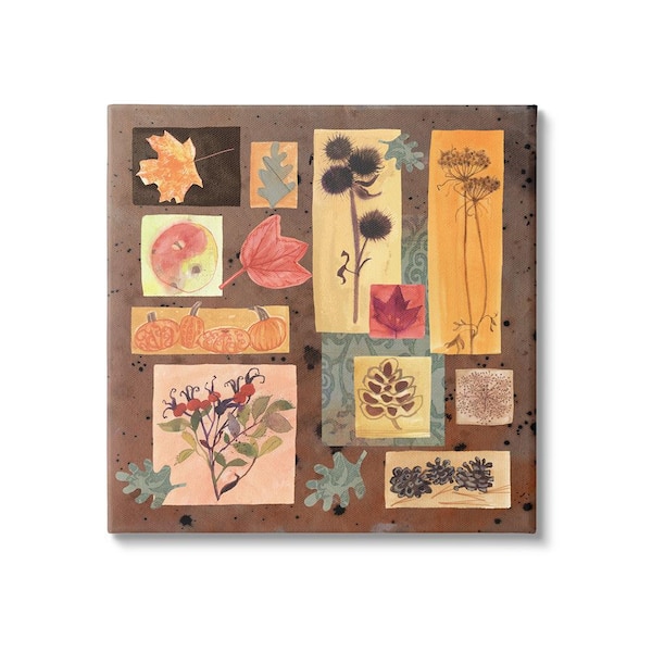 Stupell Industries Autumn Botanicals Pattern byMaret Hensick 1-Piece Unframed Graphic Print Nature Poster Art Print 24 in. x 24 in.