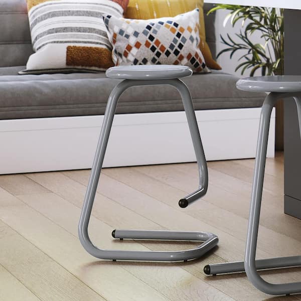 Amisco Paperclip70 26 in. Glossy Grey Metal Counter Stool