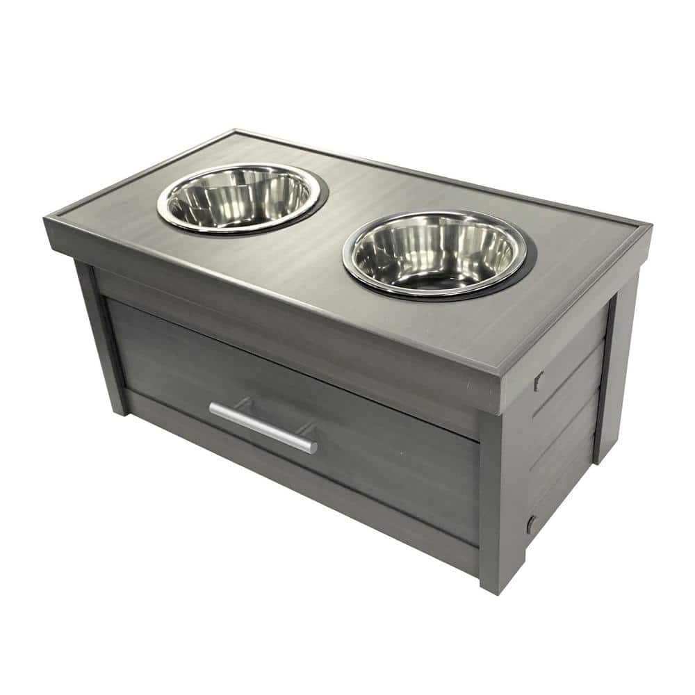 3 bowl elevated dog feeder with storage drawer (WH-FL) – The