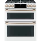 30 in. 7.0 cu. ft. Slide-In Smart Double Oven Dual-Fuel Range with Convection and Self-Clean in Matte White