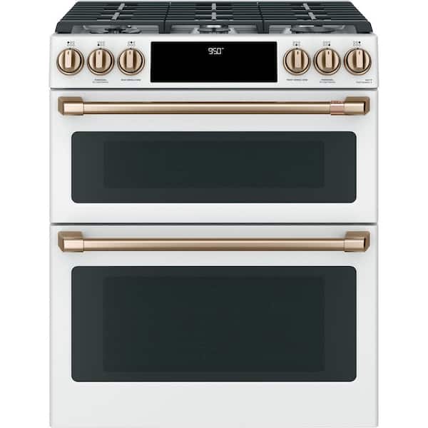 Cafe 30 in. 7.0 cu. ft. Slide-In Smart Double Oven Dual-Fuel Range with Convection and Self-Clean in Matte White