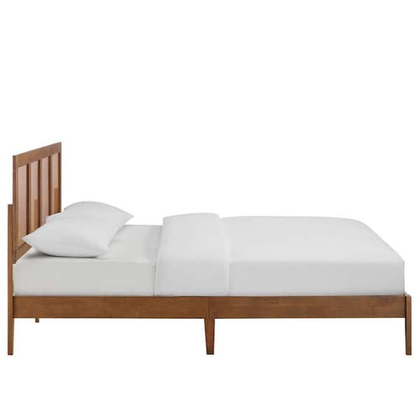 Sirocco Rattan and Wood Queen Platform Bed in Walnut