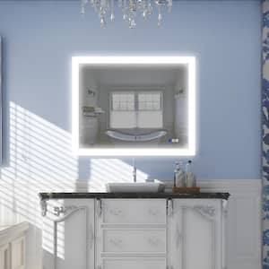 Bathroom Vanity Mirror in Silver, Super Bright, Dimmable, Anti-Fog, 3-Colors, Frameless,Rectangular, 40 in. W x 32 in. H