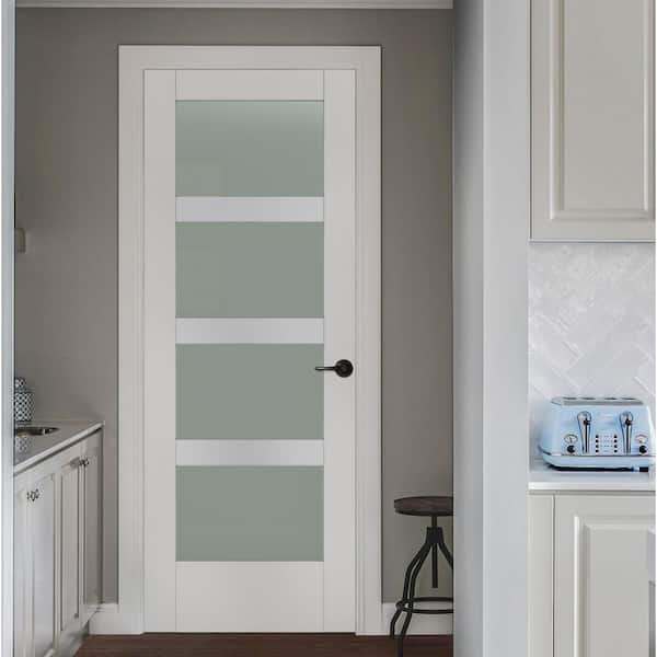 36 in. x 80 in. No Panel MODA Primed PMT1044 Solid Core Wood Interior Door Slab w/Translucent Glass