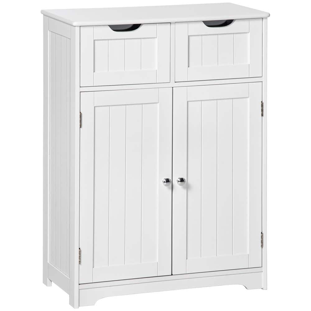 White Lockable Living Room Cabinet with Adjustable Shelving