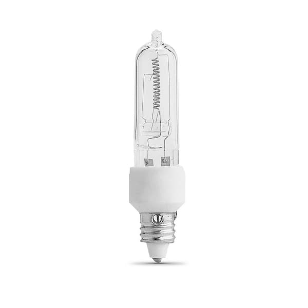 Feit Electric 150-Watt T4 Mini Candelabra E11 Base Dimmable Halogen Light Bulb, Bright White 2800K (72-Pack)