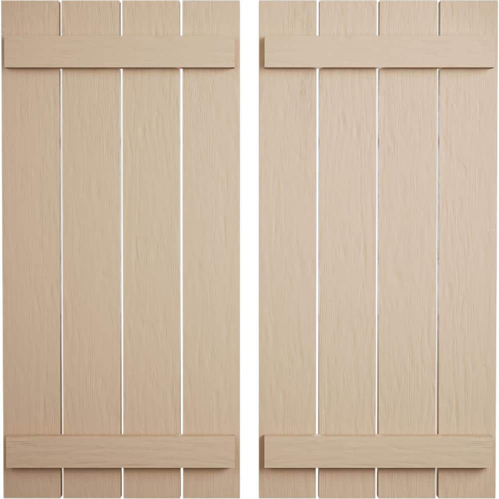 23.5 in. x 26 in. Timberthane Polyurethane 4-Board Spaced Board-n-Batten Rough Sawn Faux Wood Shutters Pair price history on PriceWatchPro
