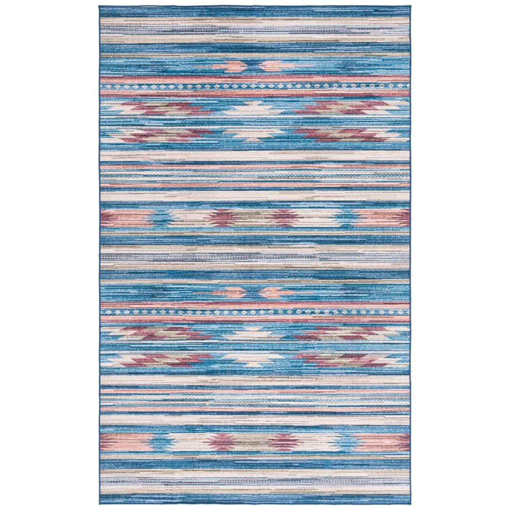 Aztec Arizona Rug SAFAVIEH Arizona 9 ft. x 12 ft. Blue/Rust Machine Washable Striped ...