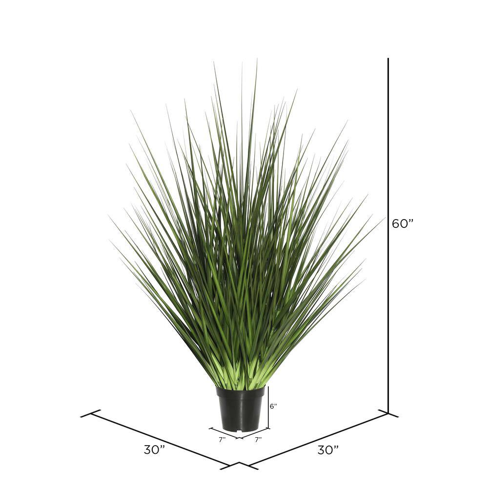 60" Tall Green Faux Grass in Black Plastic Pot