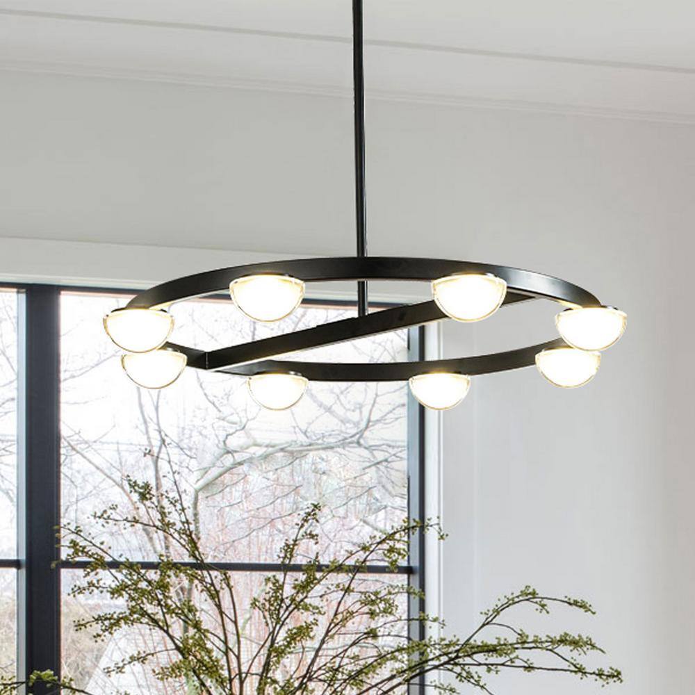ALOA DECOR 32 in 8-Light Modern Wagon Wheel Circle Integrated LED ...