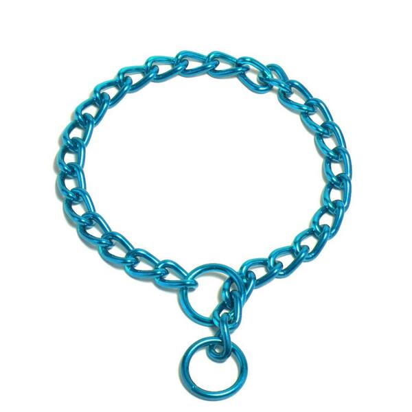 Platinum Pets 26 in. x 4 mm Coated Steel Chain Training Collar in Teal