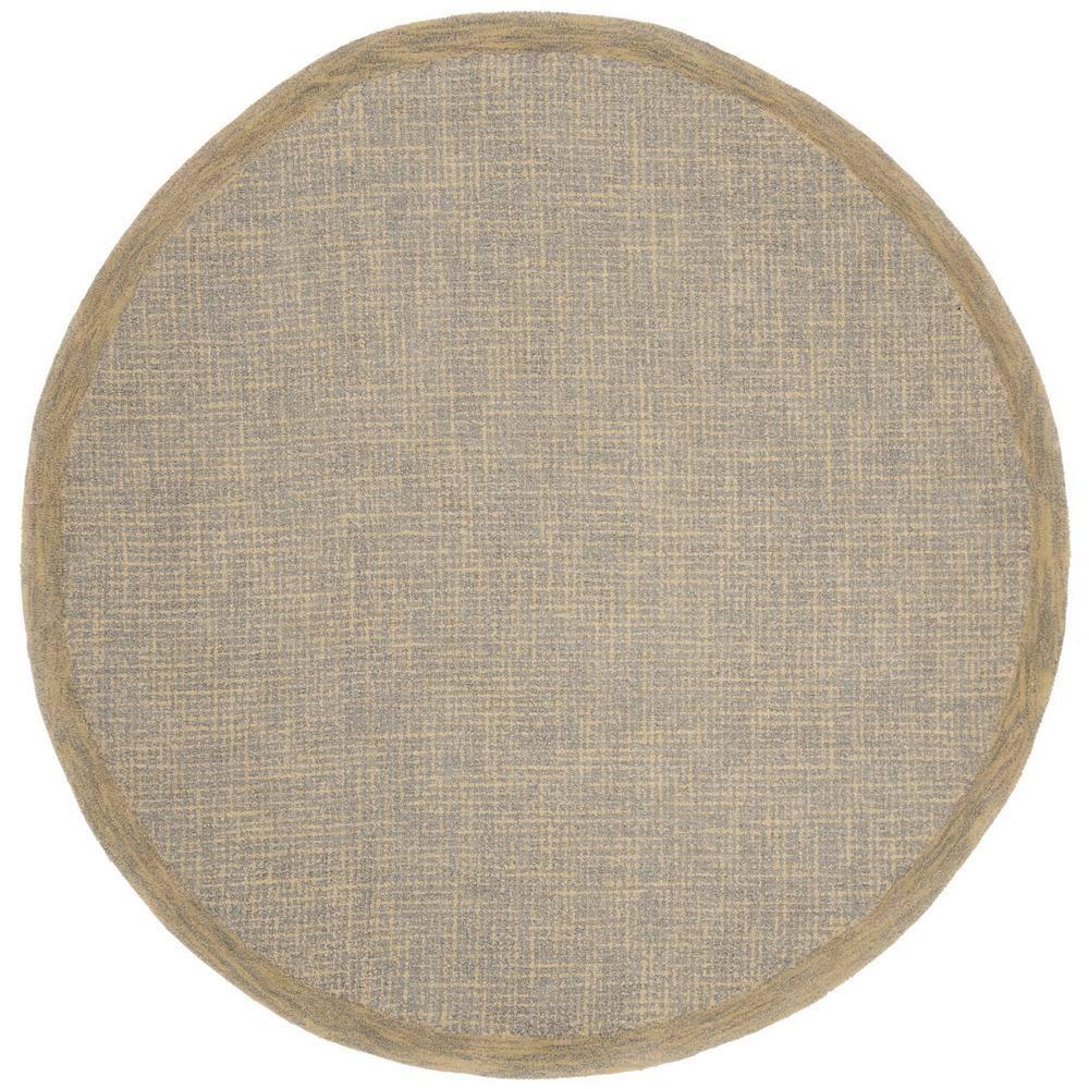 Handmade Gold and Grey 6' Round Wool Abstract Rug