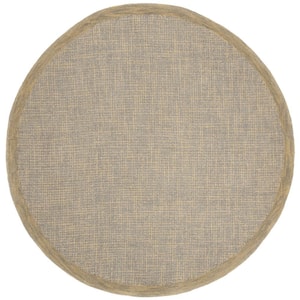 Abstract Gold/Gray 6 ft. x 6 ft. Round Border Area Rug