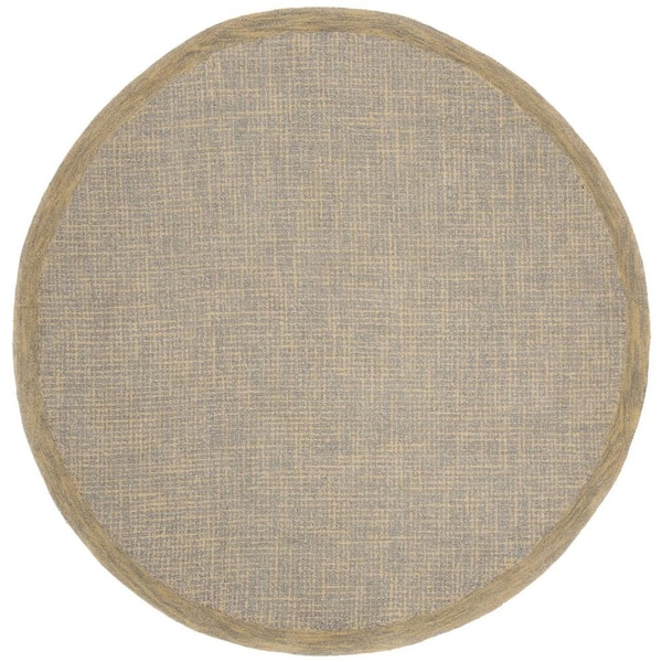 SAFAVIEH Abstract Gold/Gray 6 ft. x 6 ft. Round Border Area Rug